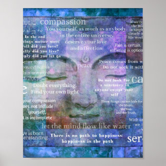 Buddha Awakening spiritual art with quotes Poster