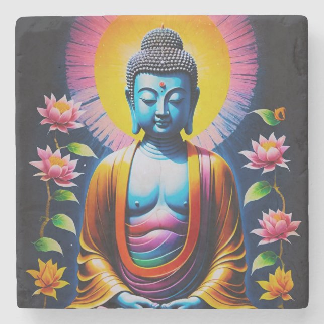 Buddha - Blooming Mindfulness Stone Coaster (Front)