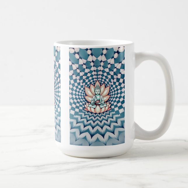 Buddha Buddhism Zen Infinity Mirage Blue Coffee Mug (Right)