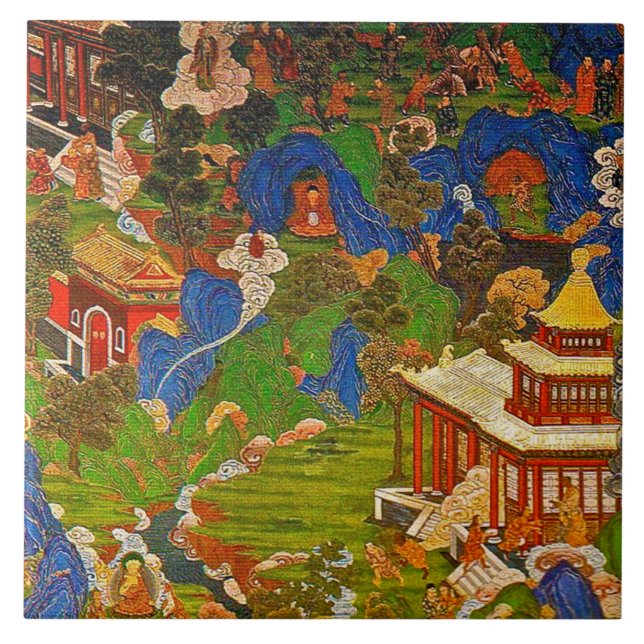 Buddha Buddhist Buddhism Blessing Boho Bohemian Tile (Front)