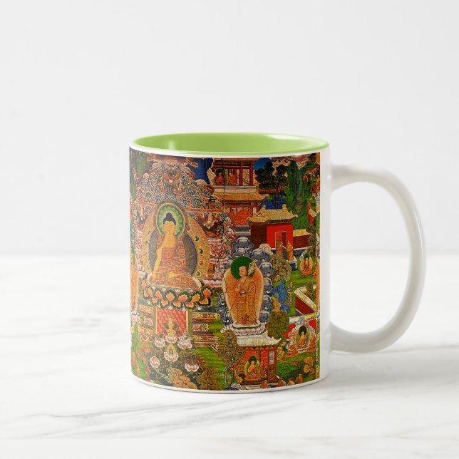 Buddha Buddhist Buddhism Blessing Boho Bohemian Two-Tone Coffee Mug (Right)
