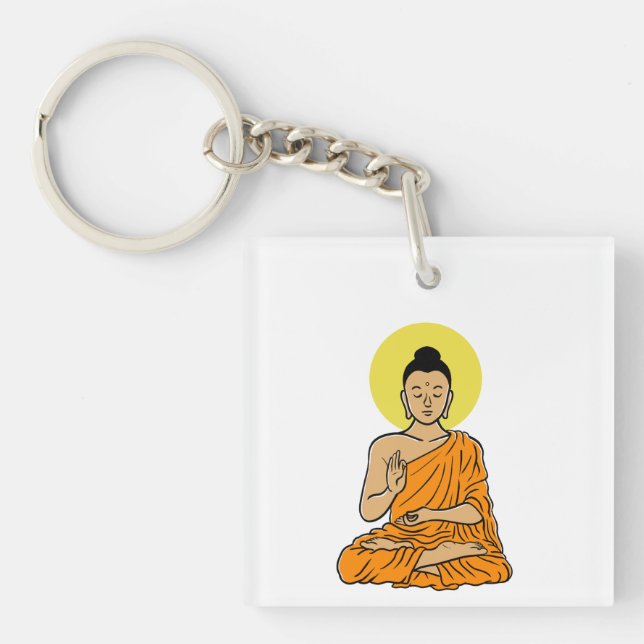 Buddha cartoon Buddhism.net Acrylic Keychain (Front)