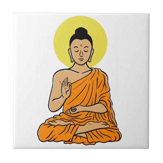 Buddha cartoon Buddhism.net Ceramic Tile (Front)