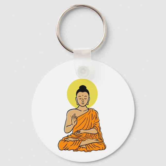 Buddha cartoon Buddhism.net Key Ring (Front)
