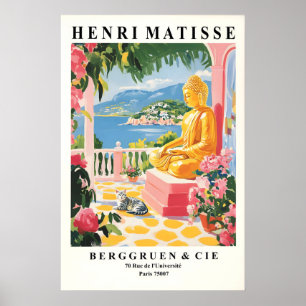 Buddha Cat Art Print Matisse Style Spiritual Wall