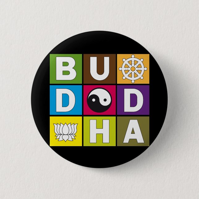 Buddha Coloured Blocks 6 Cm Round Badge (Front)