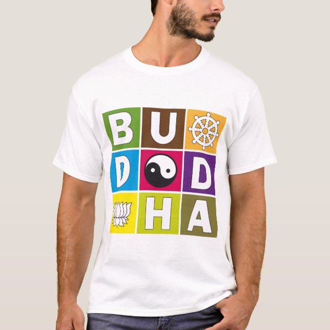 Buddha Coloured Blocks T-Shirt (Front)