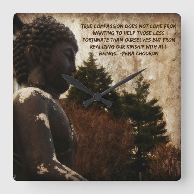 Buddha & Compassion Quote Square Wall Clock (Front)