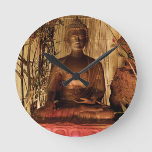 BUDDHA : Copper Statue Round Clock