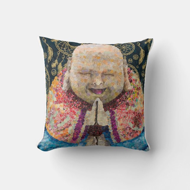 Buddha cotton throw pillow (Front)
