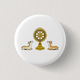 Buddha Dharma Wheel & Deers Button