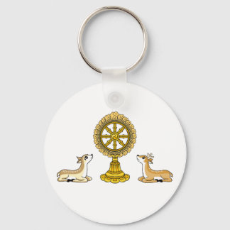 Buddha Dharma Wheel & Deers Keychain