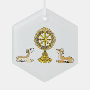 Buddha Dharma Wheel & Deers Ornament 