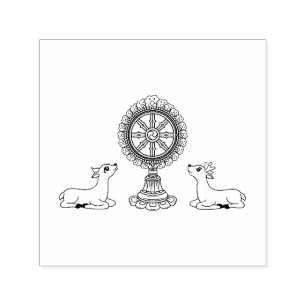 Buddha Dharma Wheel & Deers Self-inking Stamp
