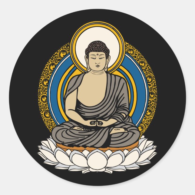 Buddha Dhyana Mudra Classic Round Sticker (Front)