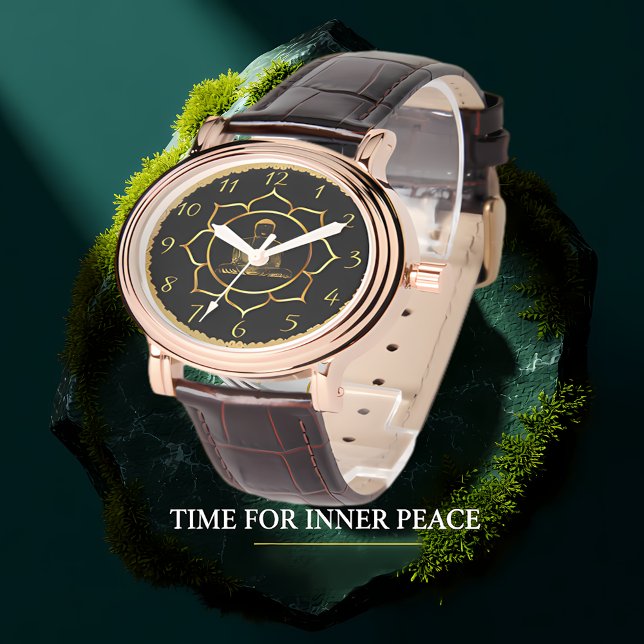 Buddha doing meditation spiritual  gold foil watch (Creator Uploaded)