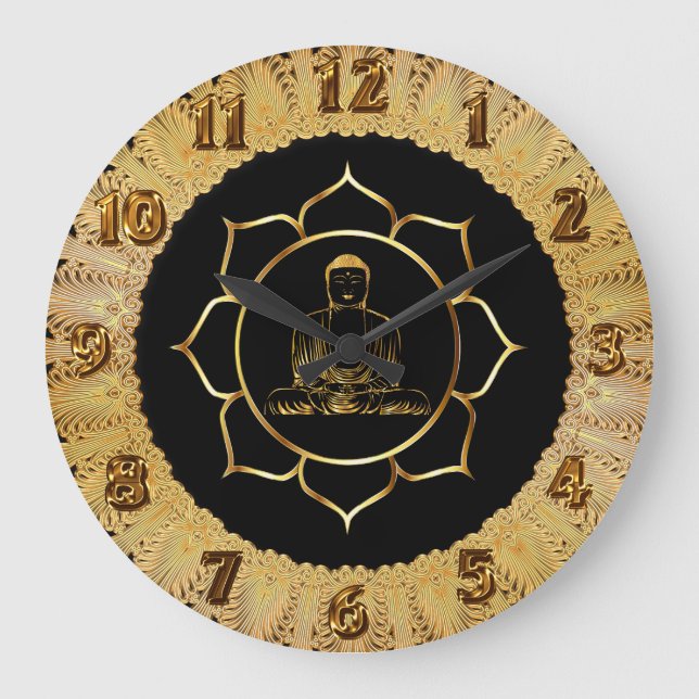 Buddha doing yoga meditation spiritual design large clock (Front)
