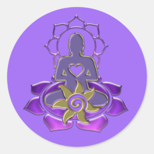 BUDDHA energy light violet Classic Round Sticker
