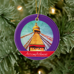 Buddha Eyes & Accomplishment - Boudhanath Stupa Ceramic Ornament