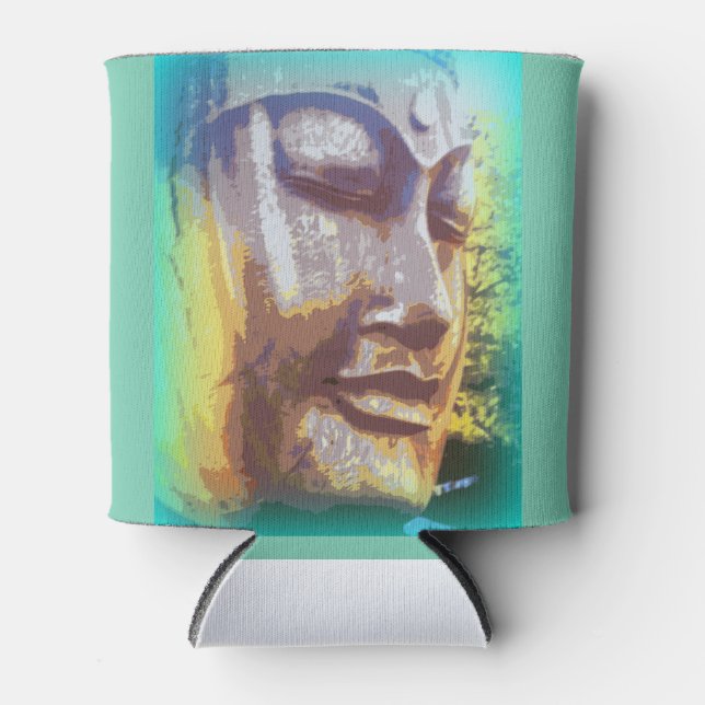 buddha face green can cooler (Front)