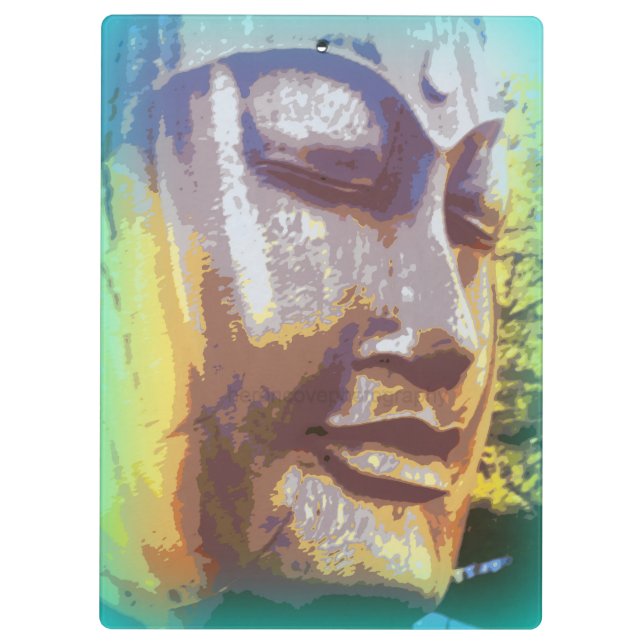 buddha face green clipboard (Back)