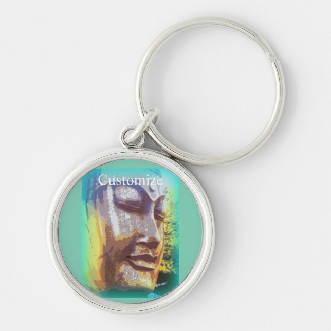 Buddha face green key ring (Front)