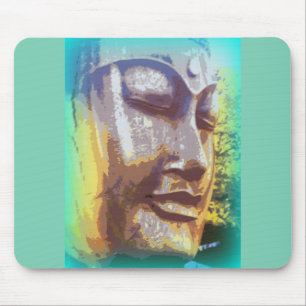 buddha face green mouse pad