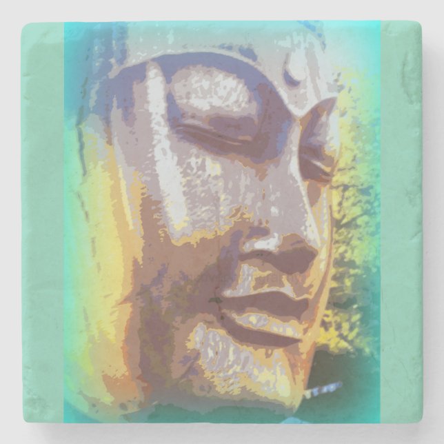 buddha face green stone coaster (Front)