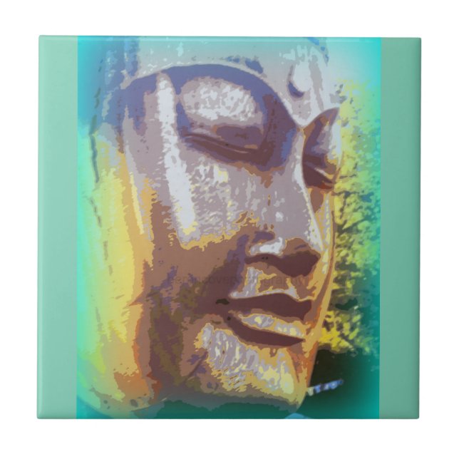 buddha face green tile (Front)