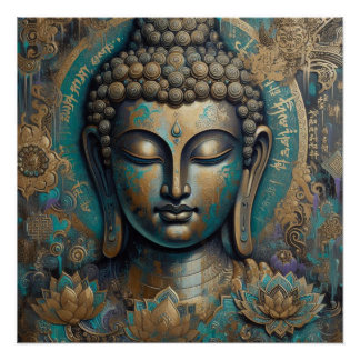 BUDDHA FACE PAINTING #9 POSTER
