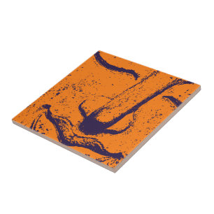 Buddha Face Zen Harmony Buddhahood Orange Ceramic Tile
