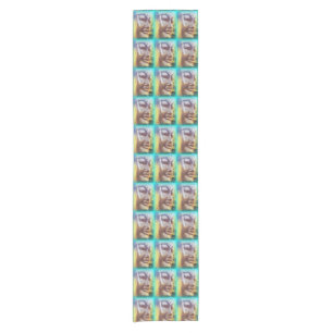 Buddha faces green short table runner