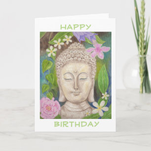 Buddha Flower happy birthday card