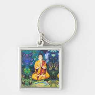 Buddha Garden Meditate Maureen Girard Key Ring