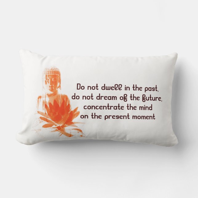 Buddha Gautama saffron  quote pillow (Front)