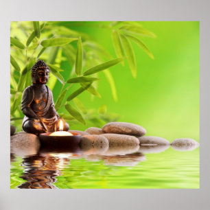 Buddha,green,zen, peace,meditation,stillness,yoga poster