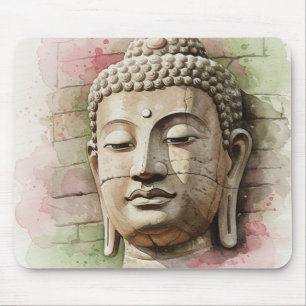 Buddha Head in Stone Mouse Pad