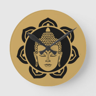 Buddha Head Meditation Round Clock