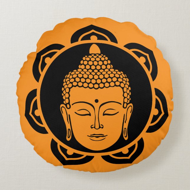 Buddha Head Meditation Round Cushion (Front)