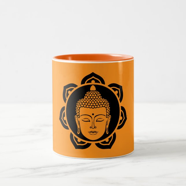 Buddha Head Meditation Two-Tone Coffee Mug (Center)