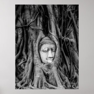 Buddha Head poster Thailand Black and White