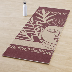 Buddha Head with Palm - Wine + Dove Yoga Mat