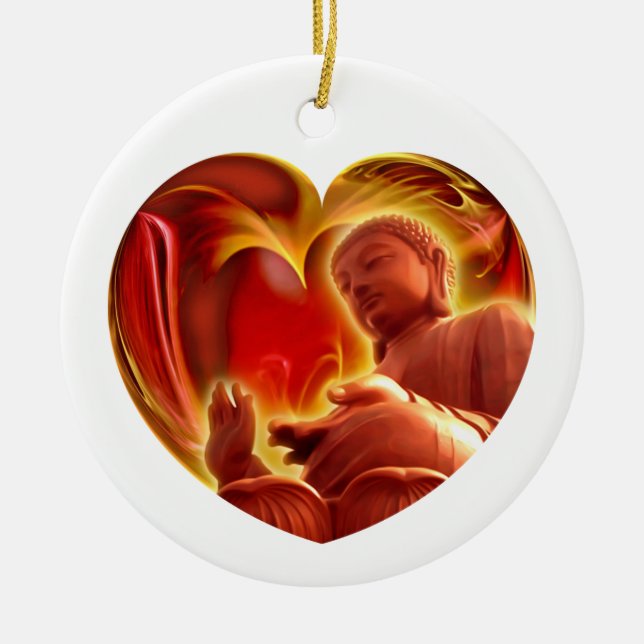BUDDHA Heart Ceramic Ornament (Front)