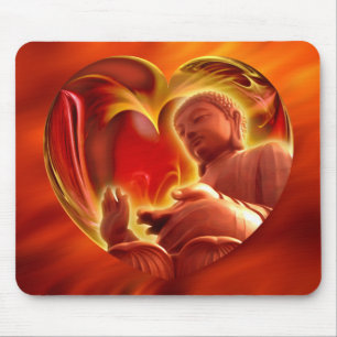 BUDDHA Heart   fire red Mouse Pad