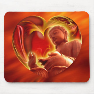 BUDDHA Heart | fire red Mouse Pad