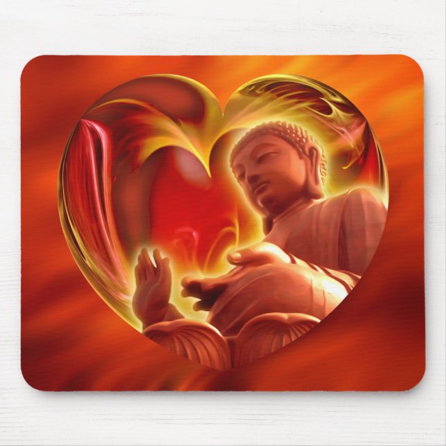 BUDDHA Heart | fire red Mouse Pad (Front)
