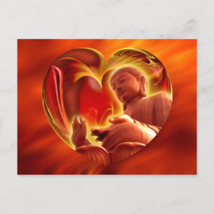 BUDDHA Heart fire red Postcard