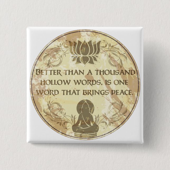 Buddha Hollow Words 15 Cm Square Badge (Front)
