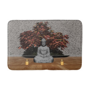 Buddha in a room - 3D render Bath Mat