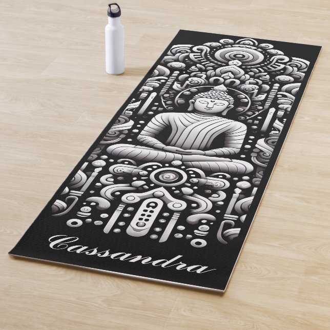 Buddha in black and white  yoga mat (In Situ)